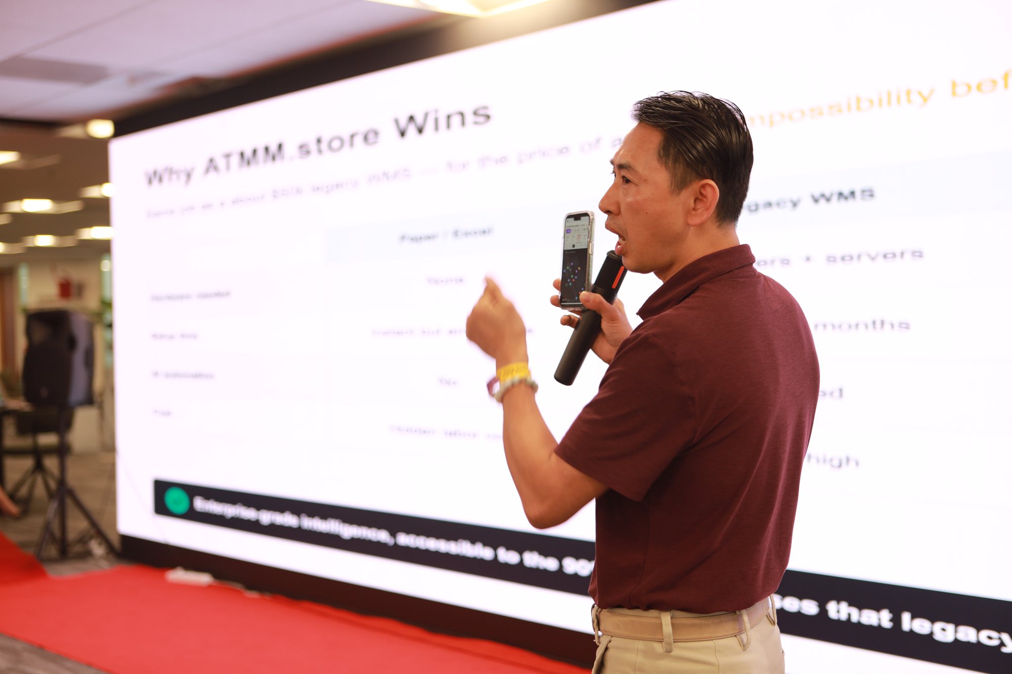 A founder presenting ideas at a community event